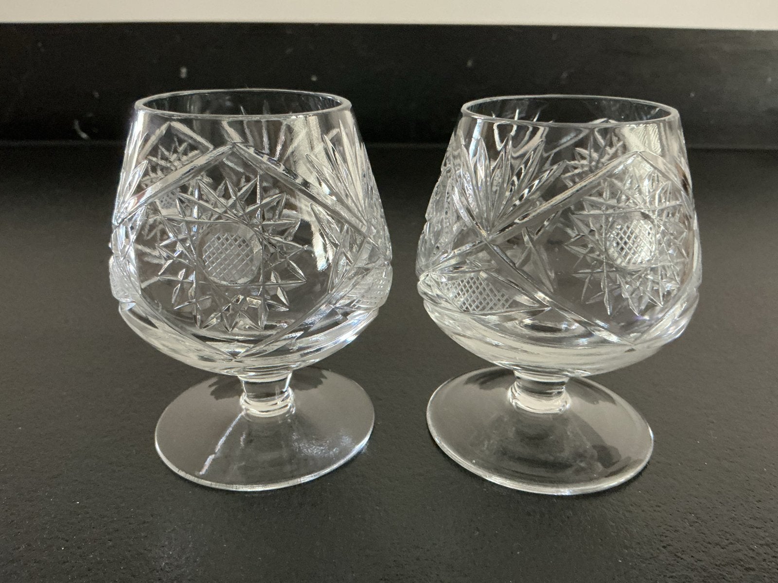 Prachtige kristallen  geslepen cognac glazen, Ophalen of Verzenden