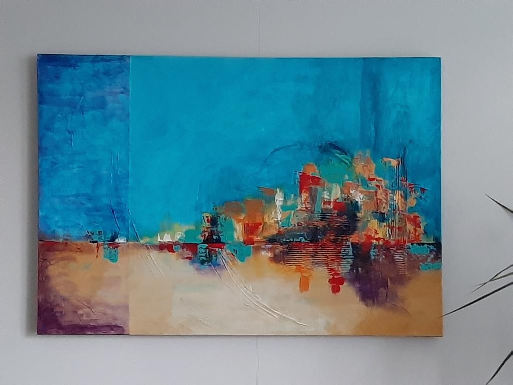 Kleurrijk abstract schilderij, Ophalen, Nieuw, Schilderij, 100 tot 125 cm