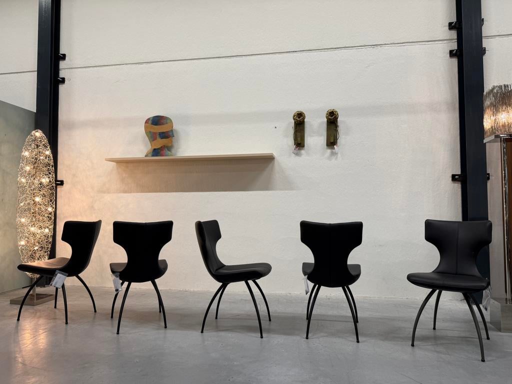 5 Nieuw Leolux Callas eetkamerstoel zwart leer Design Stoel, Huis en Inrichting, Stoelen, Leolux, Zwart, Nieuw, Leer