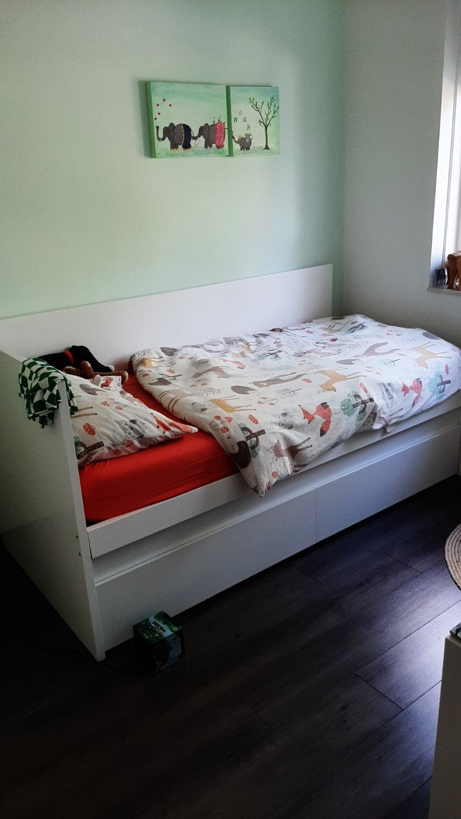 Eenpersoonsbed 200x100 cm met lades (excl. matras), Huis en Inrichting, Ophalen, Eenpersoons, Wit, 200 cm