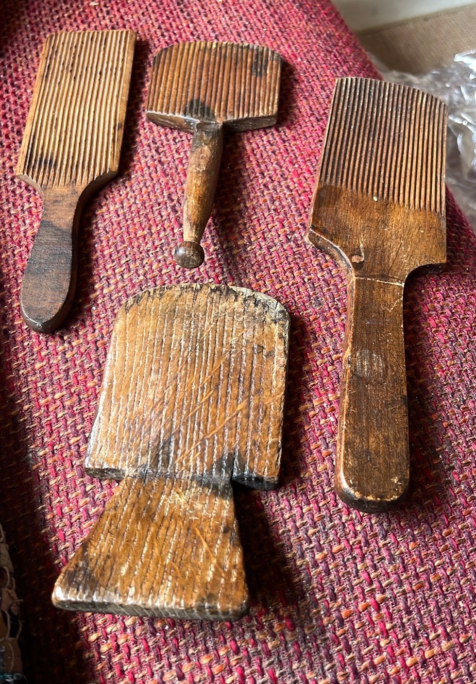 4 Antieke Houten Boterspartels -1890–1920, Antiek en Kunst, Ophalen of Verzenden