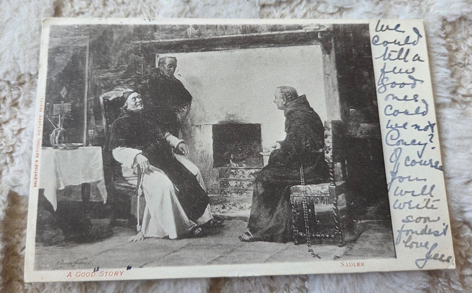 Oude ansichtkaart: 'A Good Story' - Monniken, Verzamelen, Verzenden, Voor 1920, Gelopen, Overige thema's