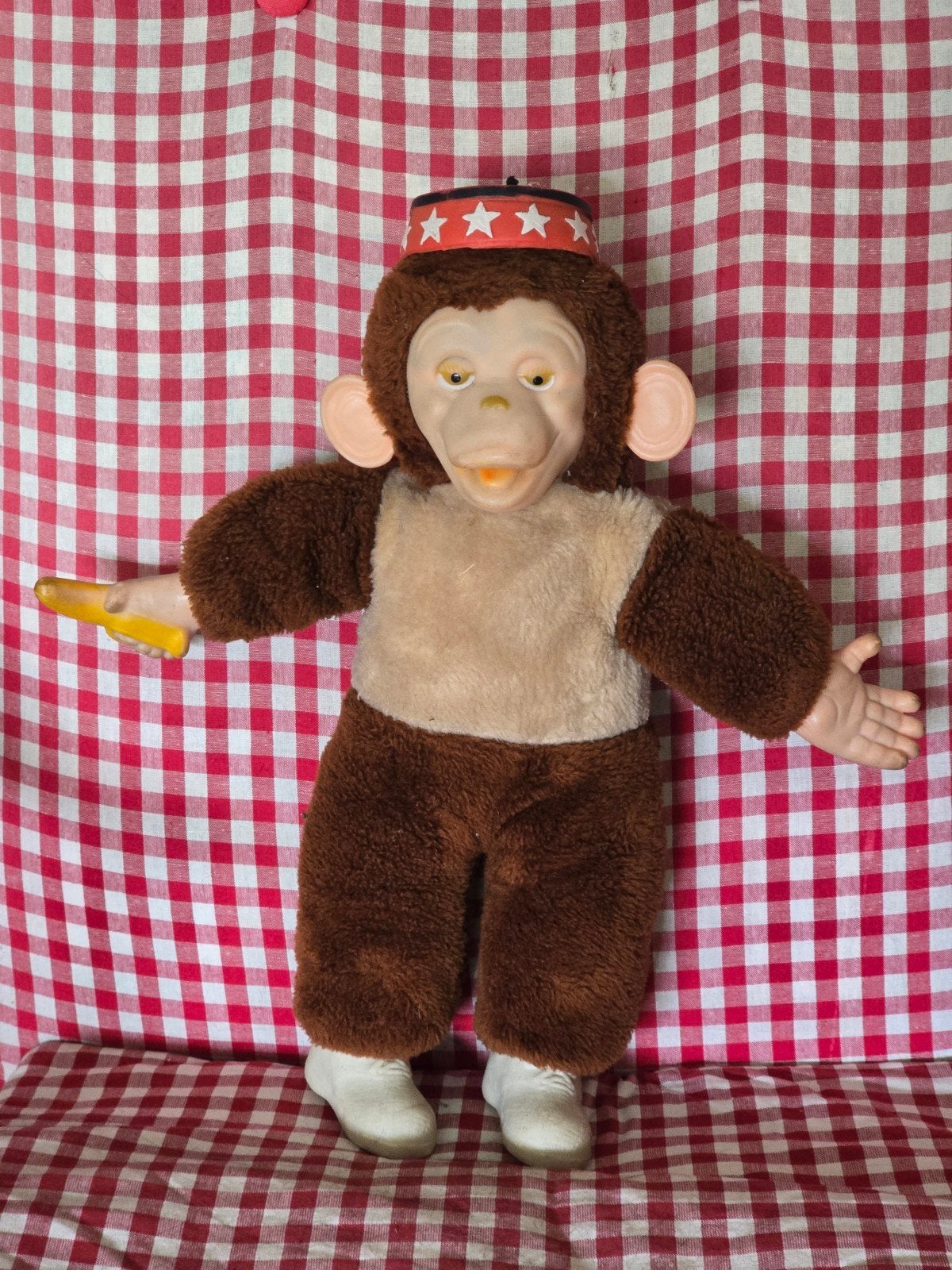 Vintage aap met fez en banaan - decoratie/speelgoed, Ophalen of Verzenden