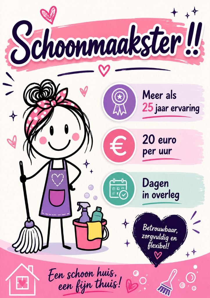 SCHOONMAAKSTER TILBURG!!!, Ophalen of Verzenden