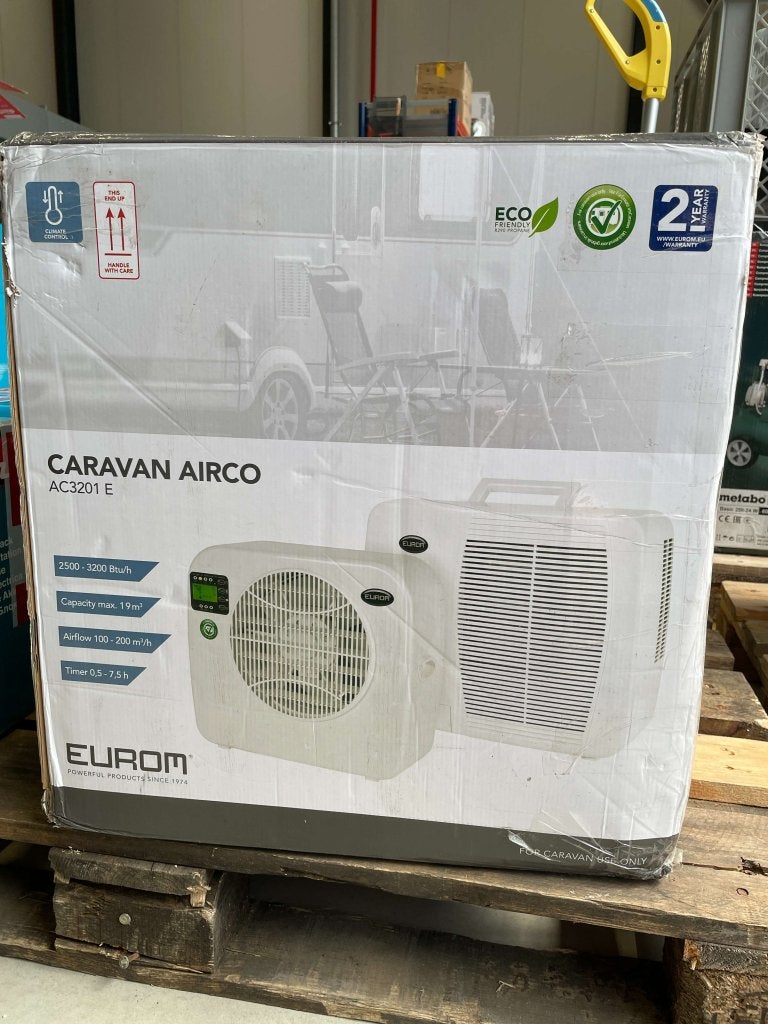 Eurom AC3201 E Split airco caravan - 361W, Minder dan 60 m³, Niet ingevuld, 3 snelheden of meer, Zo goed als nieuw