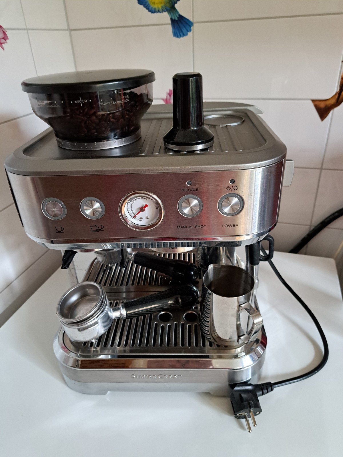 Silvercrest Espresso Apparaat met Bonenmaler, Witgoed en Apparatuur, Koffiezetapparaten, Espresso apparaat, Koffiebonen, Zo goed als nieuw