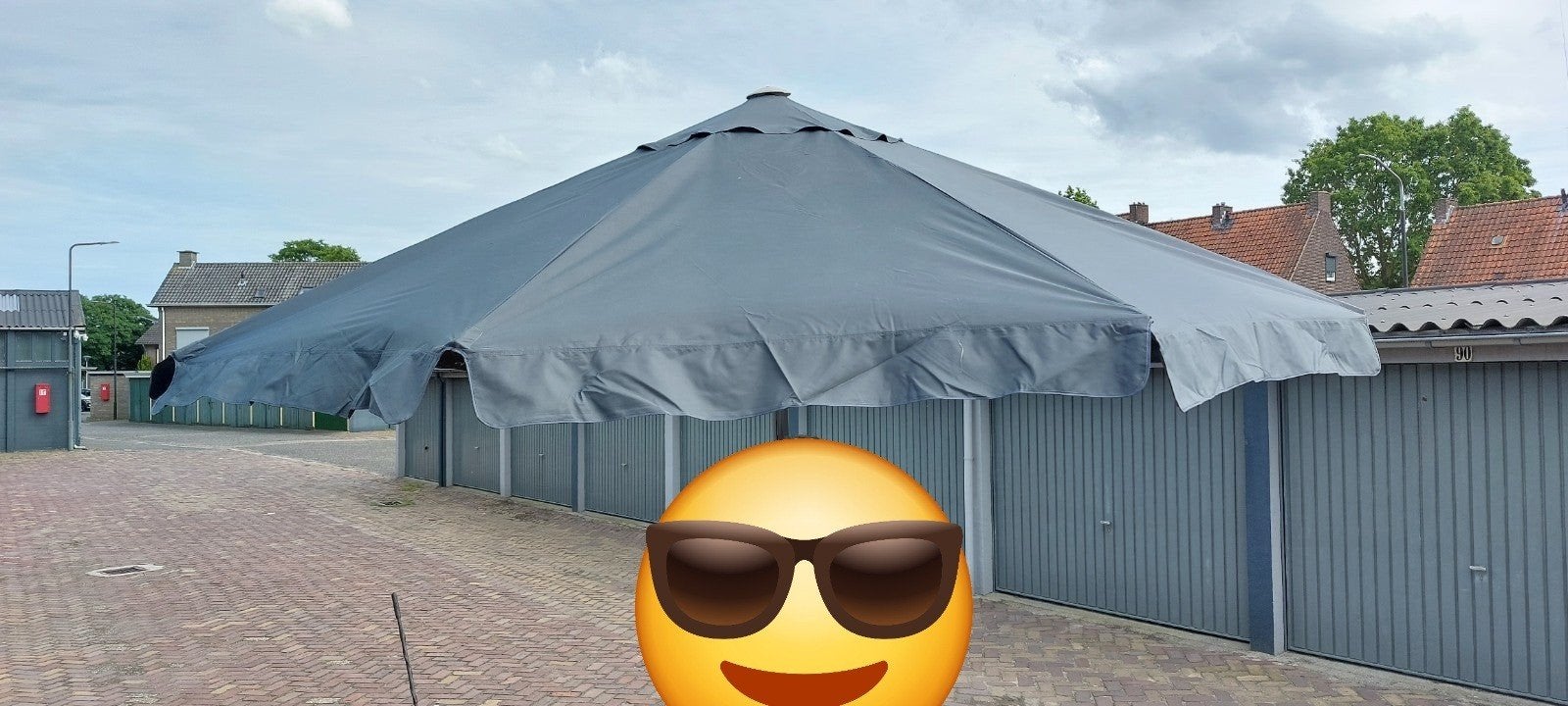 Horeca parasol met nieuw doek 4 meter doorsnee, Ophalen, Stokparasol