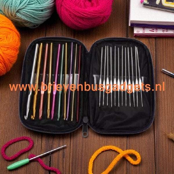 Set haaknaalden met etui (22-delig), Hobby en Vrije tijd, Nieuw, Www.brievenbusgadgets.nl, Www.brievenbusgadgets.nl, Haken