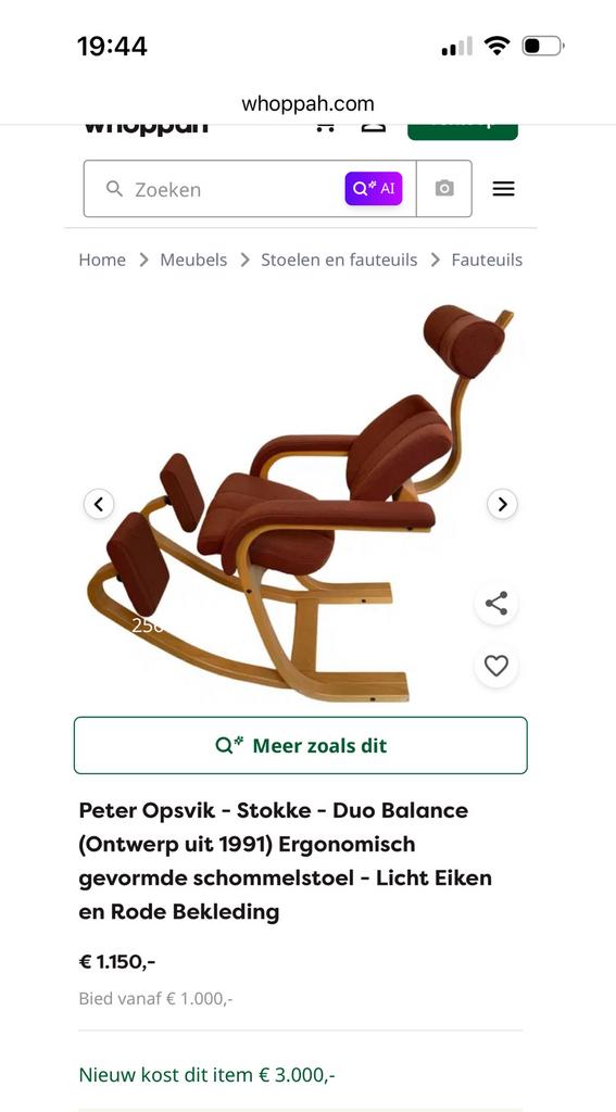 Stokke duo balance schommelstoel, Eén persoon, Cadeaubon