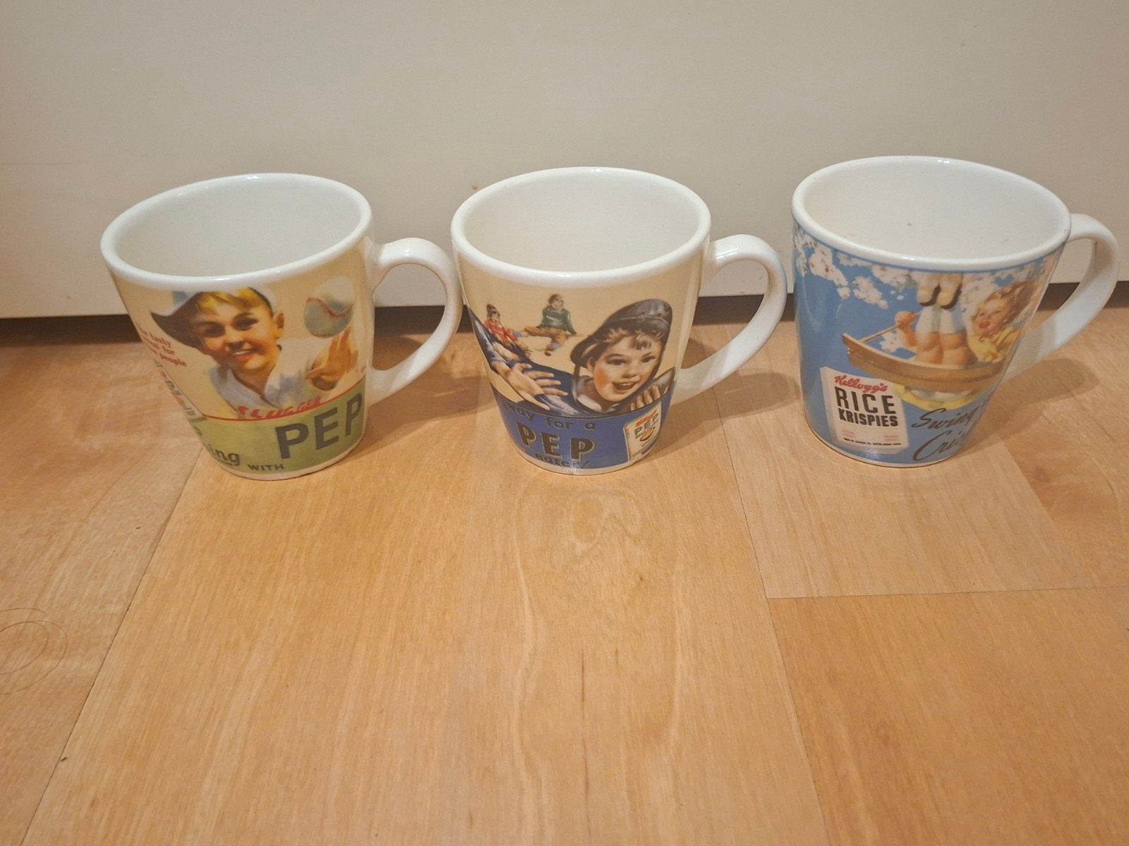 Vintage Kellogg's mokken - set van 3, Ophalen of Verzenden, Steen/keramiek, Meerkleurig, Overige merken