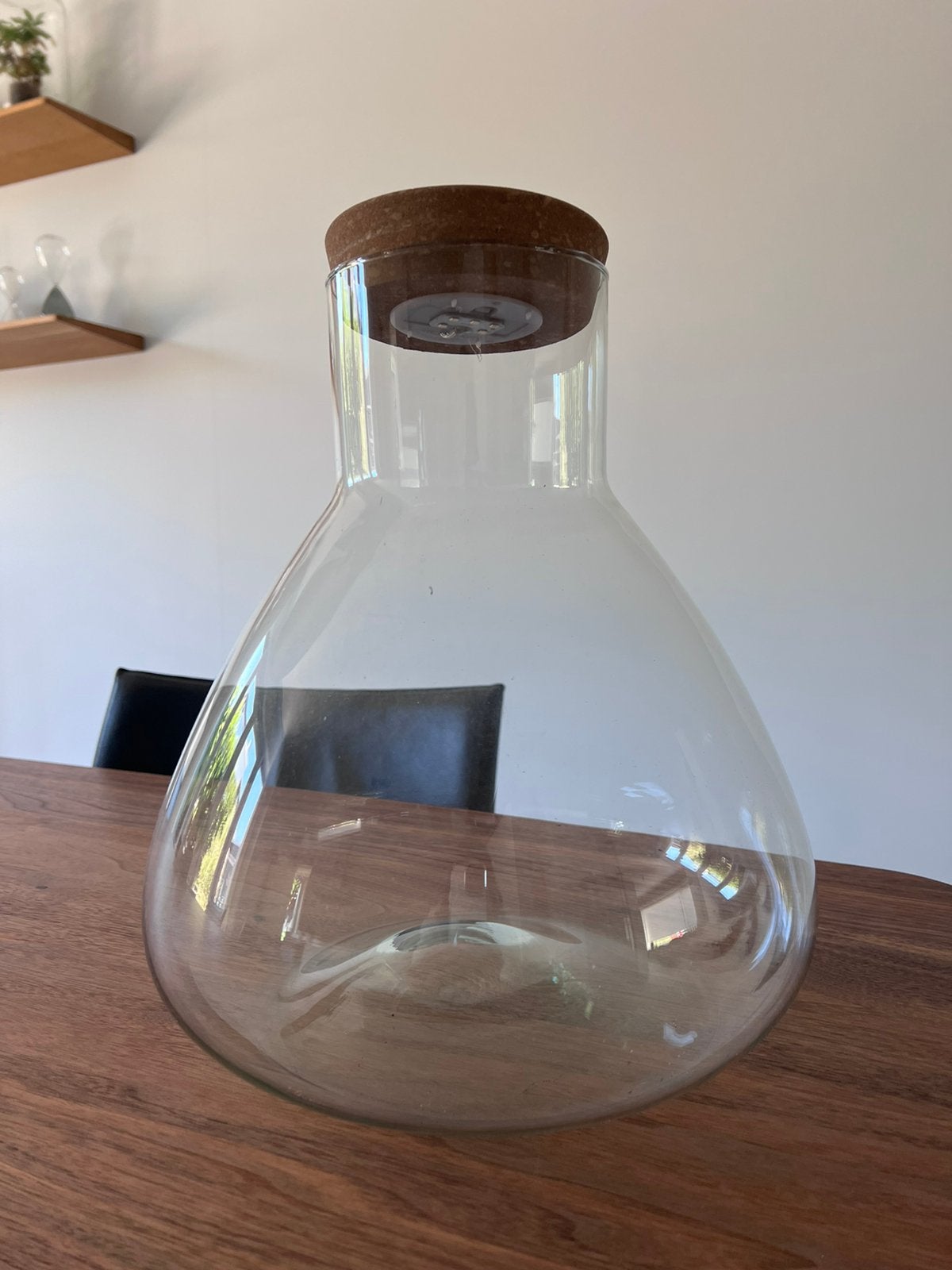 Grote glazen terrarium fles met LED-licht, Glas, Ophalen of Verzenden, Zo goed als nieuw, Met kurk