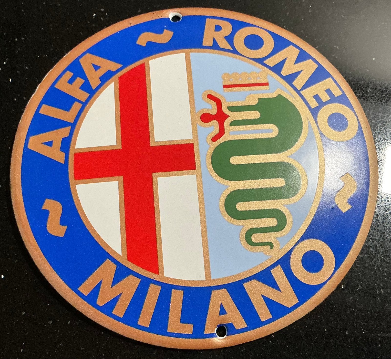 Emaille bordje alfa romeo formaat deurpostje, Verzamelen, Ophalen of Verzenden, Gebruikt, Reclamebord
