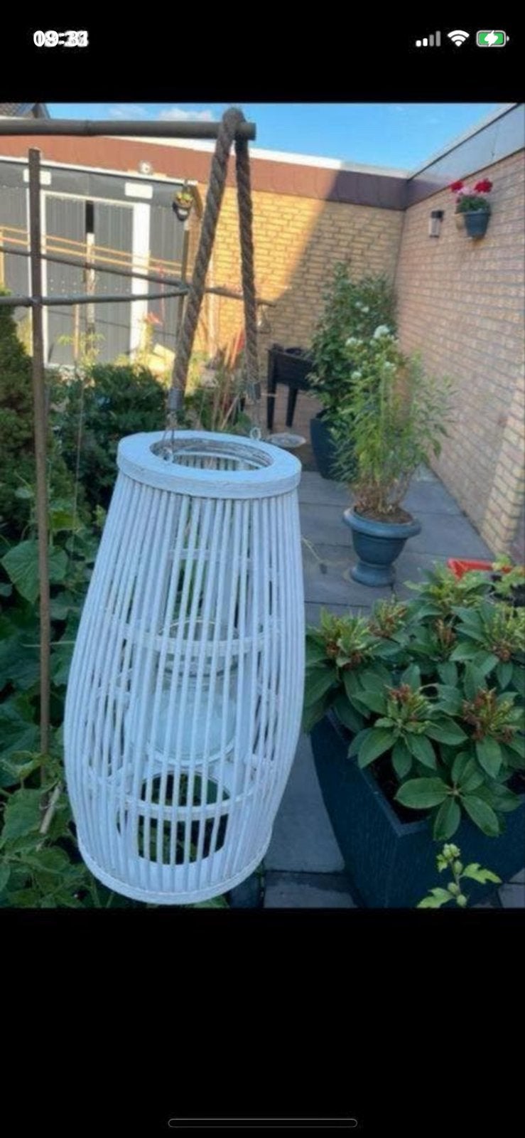 Hangende bamboe lantaarn voor buiten 43 cm hoog, Ophalen, Gebruikt