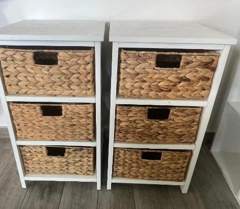 ladekast met 3 rieten manden ( 2 ervan ) ( alleen ophalen ), Huis en Inrichting, Kasten | Ladekasten, Minder dan 50 cm, Gebruikt