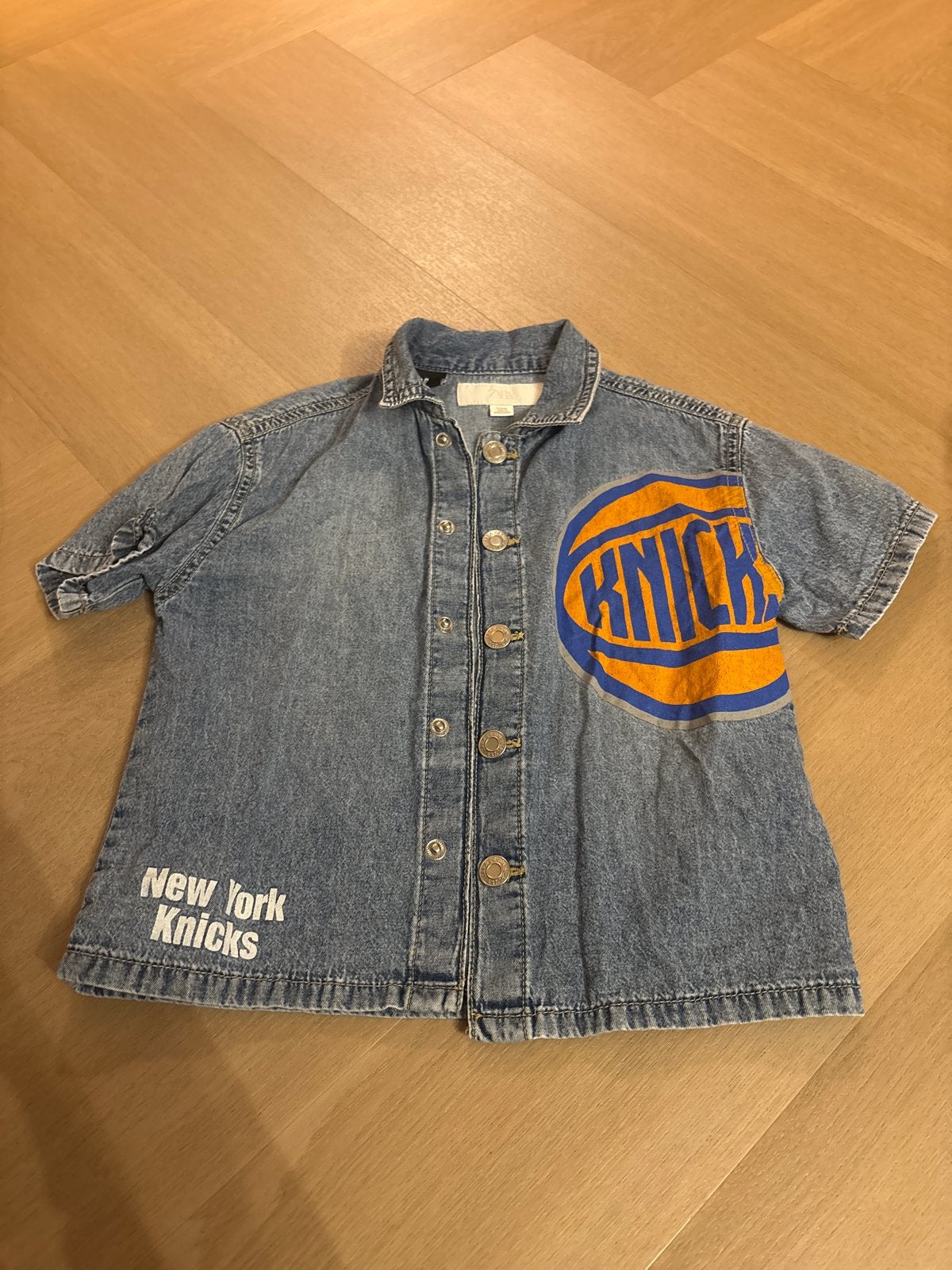 Zara spijkerblouse New York Knicks maat 110, Ophalen of Verzenden, Gebruikt, Jongen of Meisje, Overhemd of Blouse