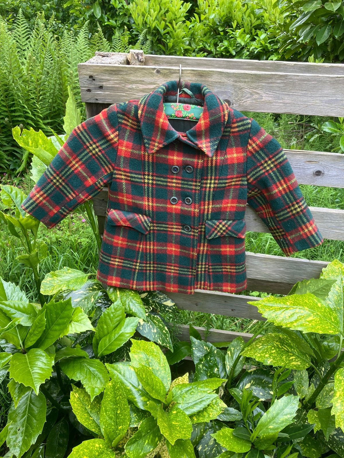 Vintage wollen kinderjas jaren ‘70 geruit, Ophalen of Verzenden, Gebruikt, Jongetje of Meisje, Jasje