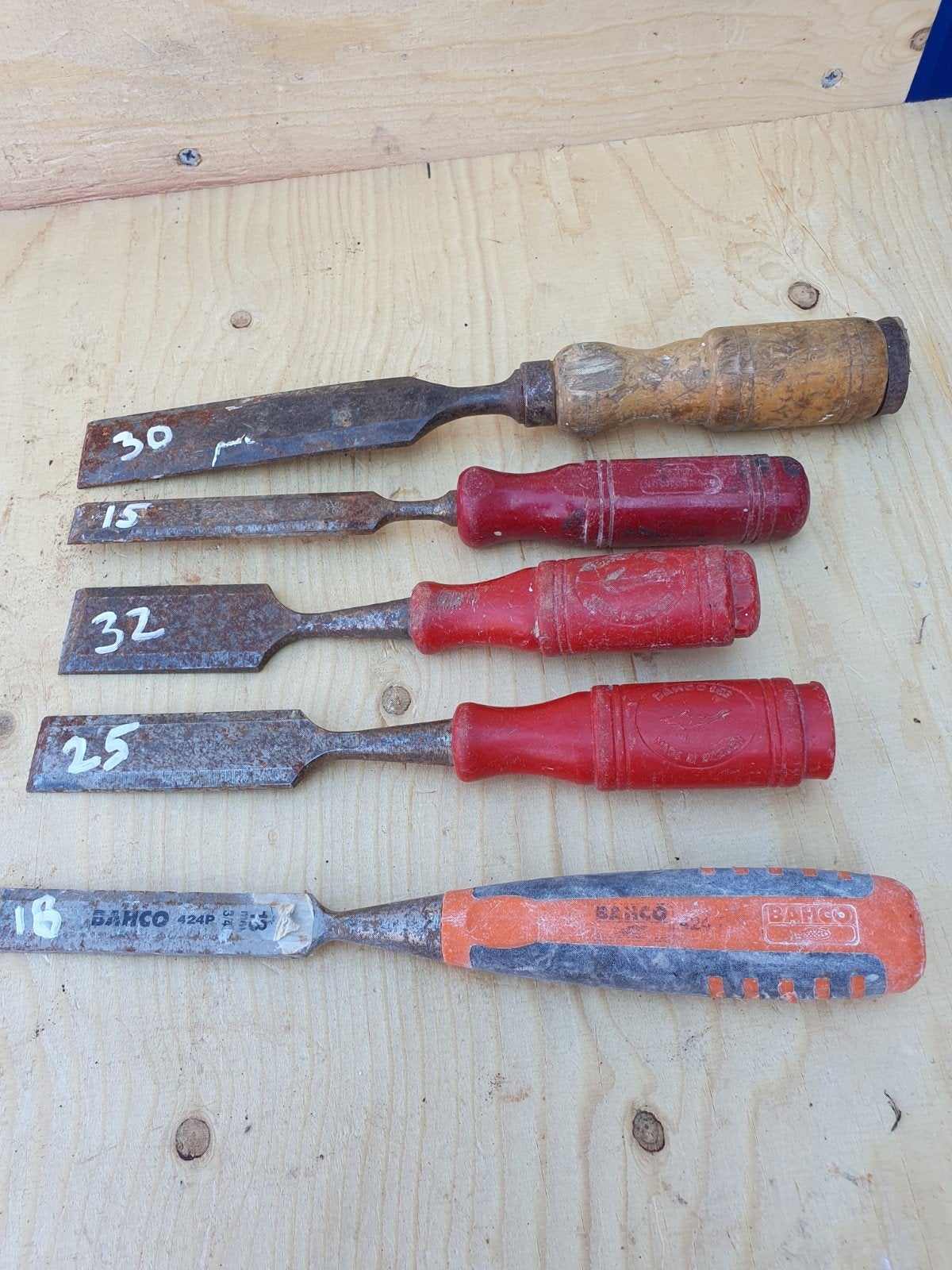 Set van 5 beitels: Bahco en Nooitgedacht, Ophalen of Verzenden, Gebruikt, Beitel