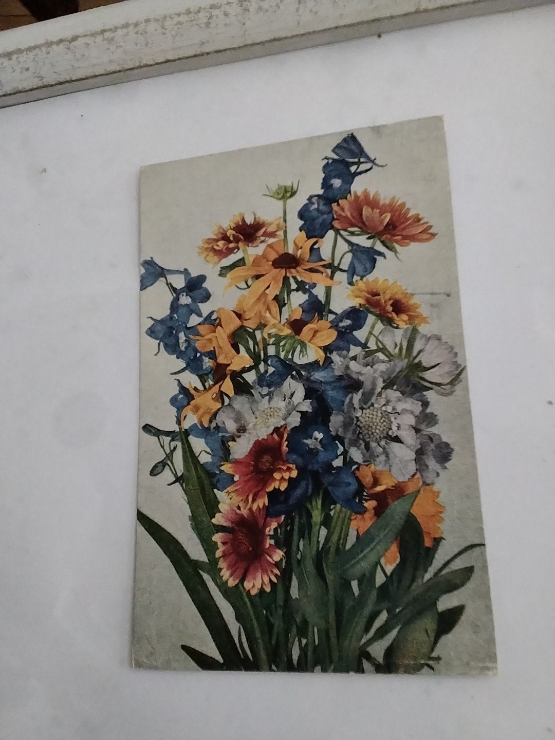 Oude ansichtkaart bloemen met postzegel 1923, Ophalen of Verzenden, 1920 tot 1940