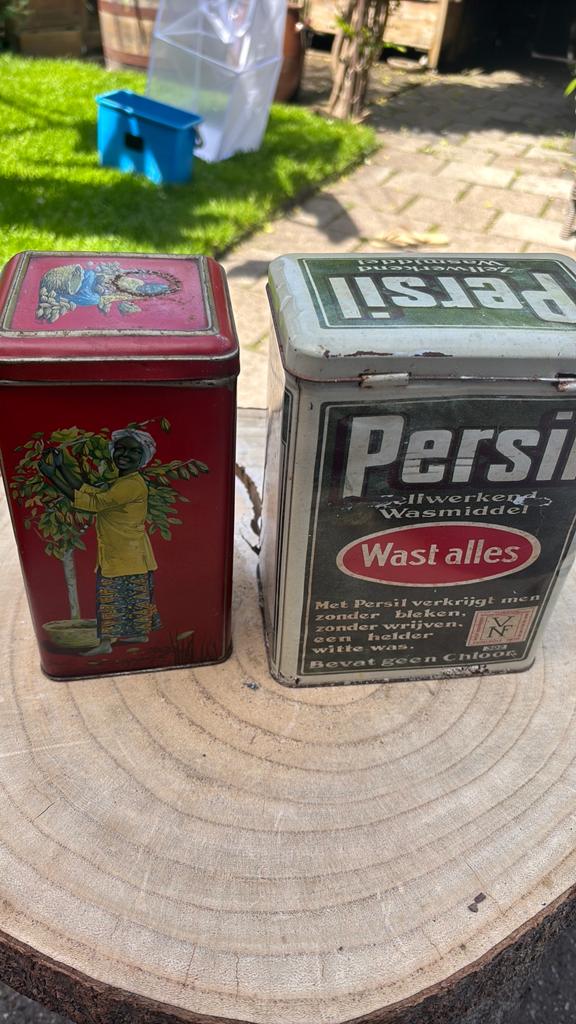 2 leuke vintage blikken, Verzamelen, Blikken, Ophalen of Verzenden, Zo goed als nieuw, Overige