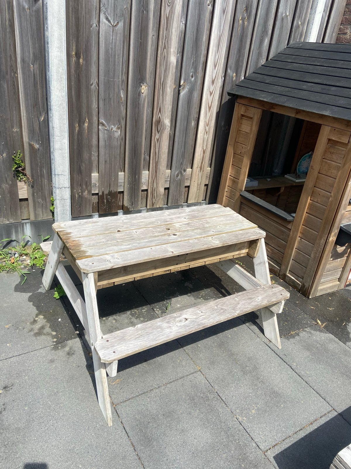 Houten kinder picknicktafel zandtafel watertafel, Ophalen, Gebruikt