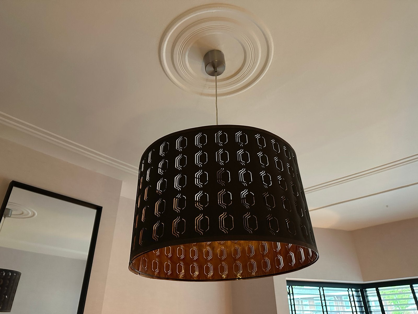 IKEA Plafondlamp Zwart/Goud Glimmend, Ophalen, Gebruikt, Metaal