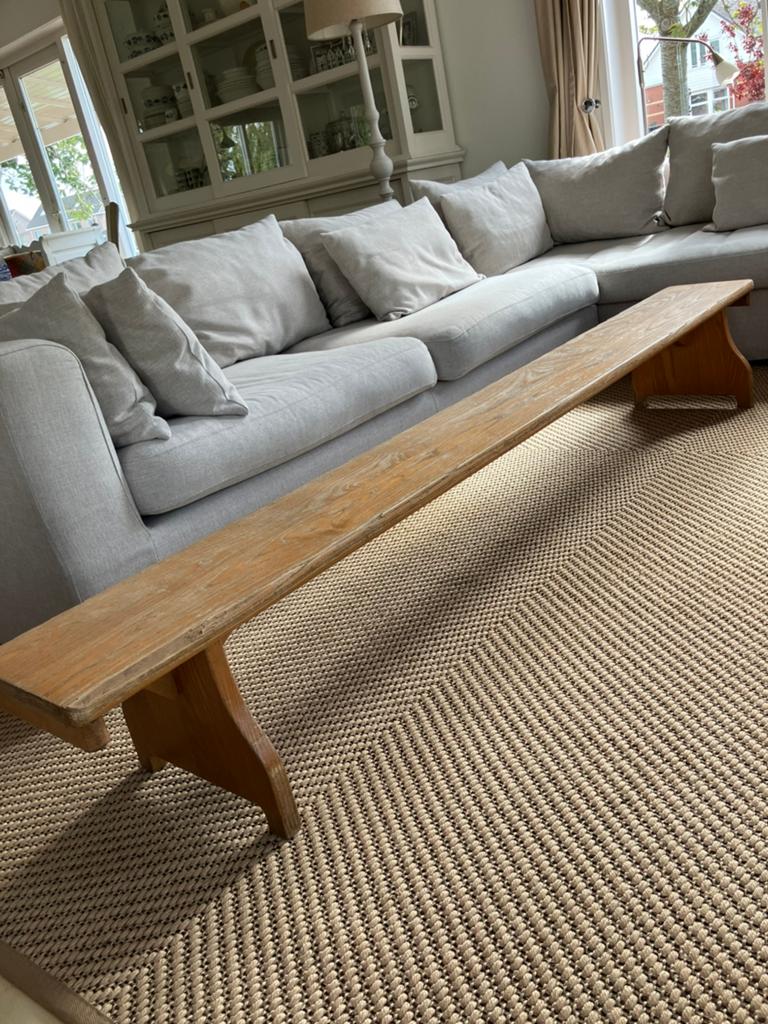 Gymbank/schoolbank kleuters 220 cm, vintage/brocante, hout, Ophalen, Gebruikt