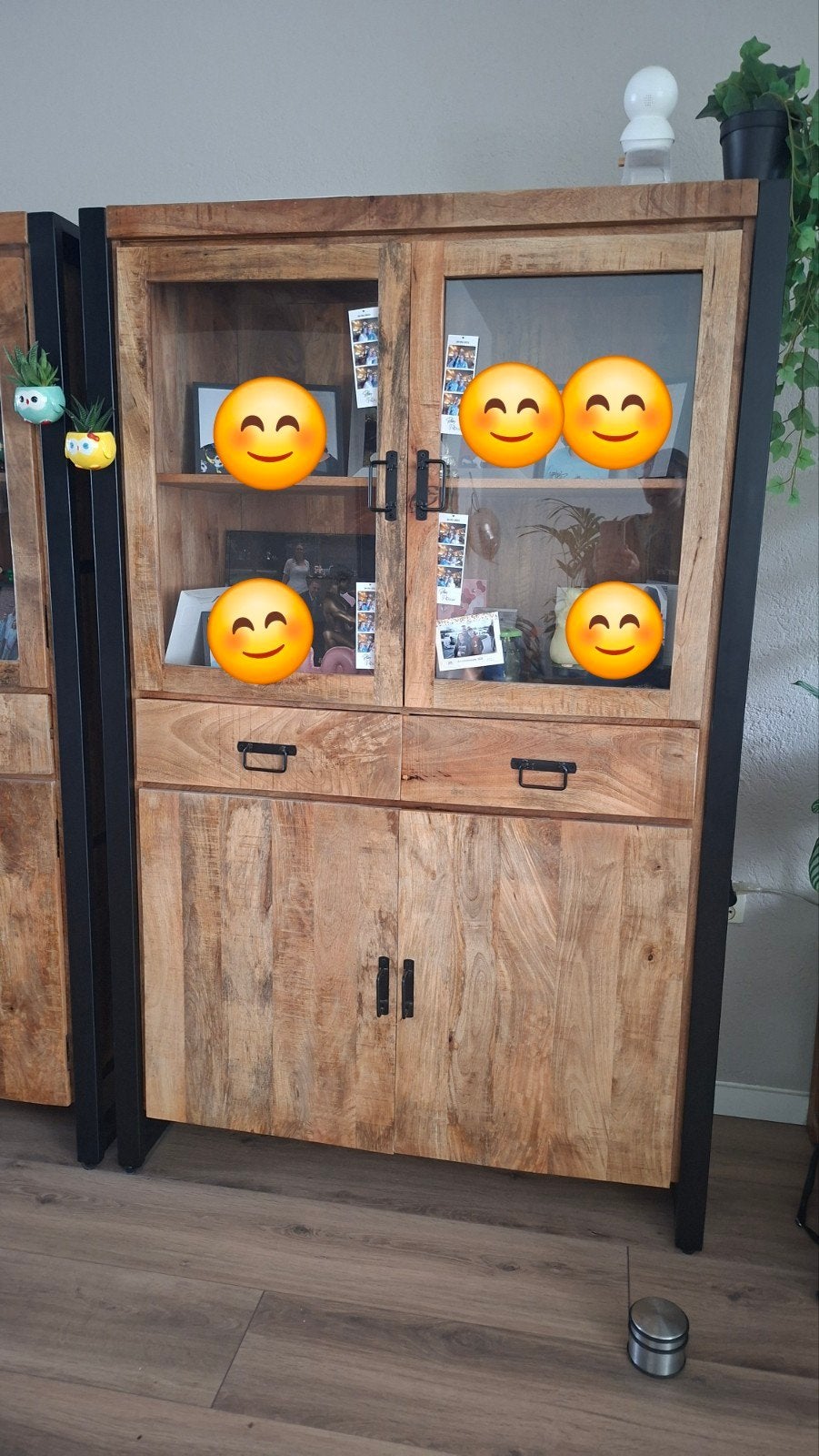Set van 2 industriële buffetkasten van mangohout, Met lade(s), 50 tot 100 cm, Zo goed als nieuw, 25 tot 50 cm