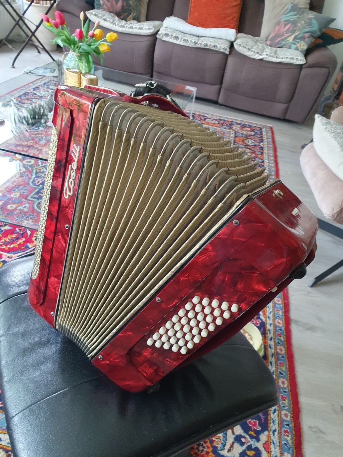 Antieke Toselli Accordeon - Decoratief pronkstuk, Muziek en Instrumenten, Accordeons, Gebruikt, Overige formaten, Toetsaccordeon