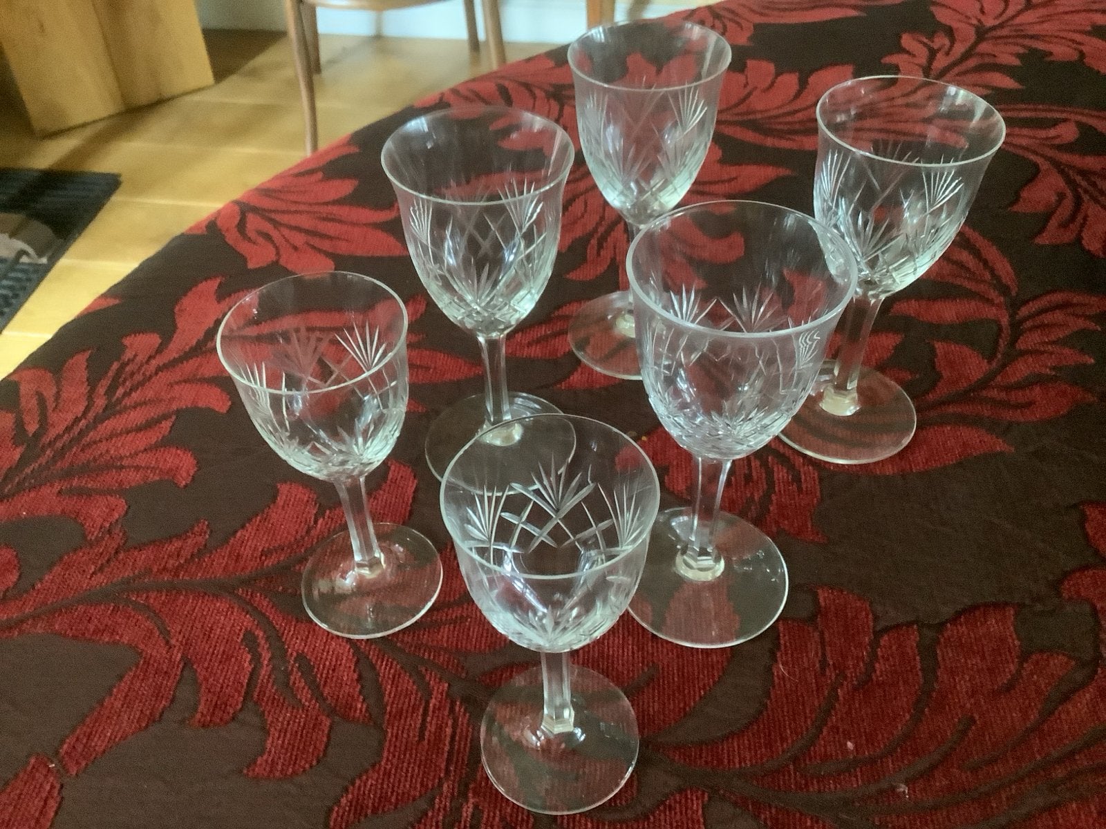 Antieke geslepen kristallen glaasjes (6 stuks), Ophalen of Verzenden
