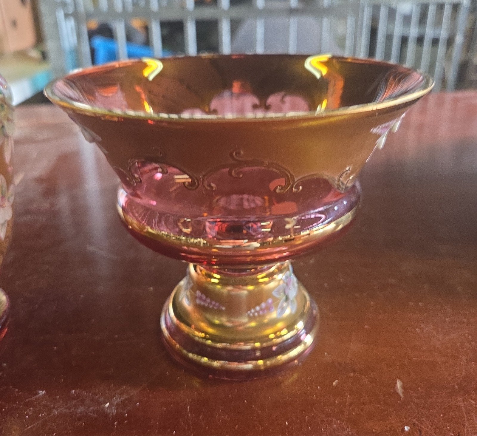 Vintage Bohemia cranberry kleurige glazen vaas, Ophalen