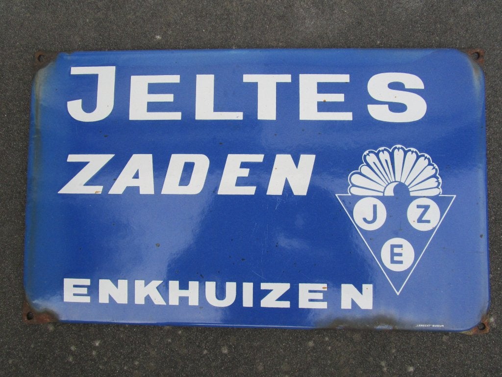 emaille bord Jeltes Enkhuizen, Ophalen, Gebruikt, Reclamebord