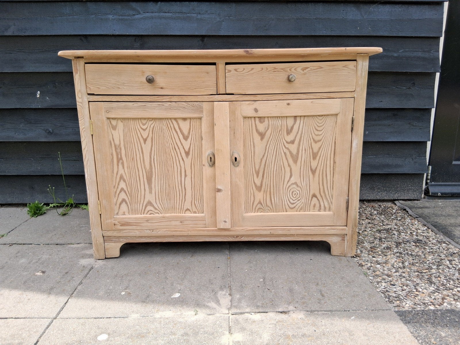 Antieke grenen commode met 2 lades en 2 deuren, Antiek en Kunst, Ophalen