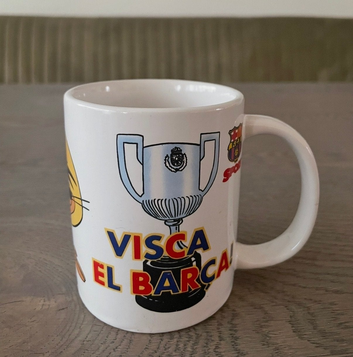 FC Barcelona Speedy Gonzales Mok - Visca El Barca, Ophalen of Verzenden, Steen/keramiek, Meerkleurig, Overige merken