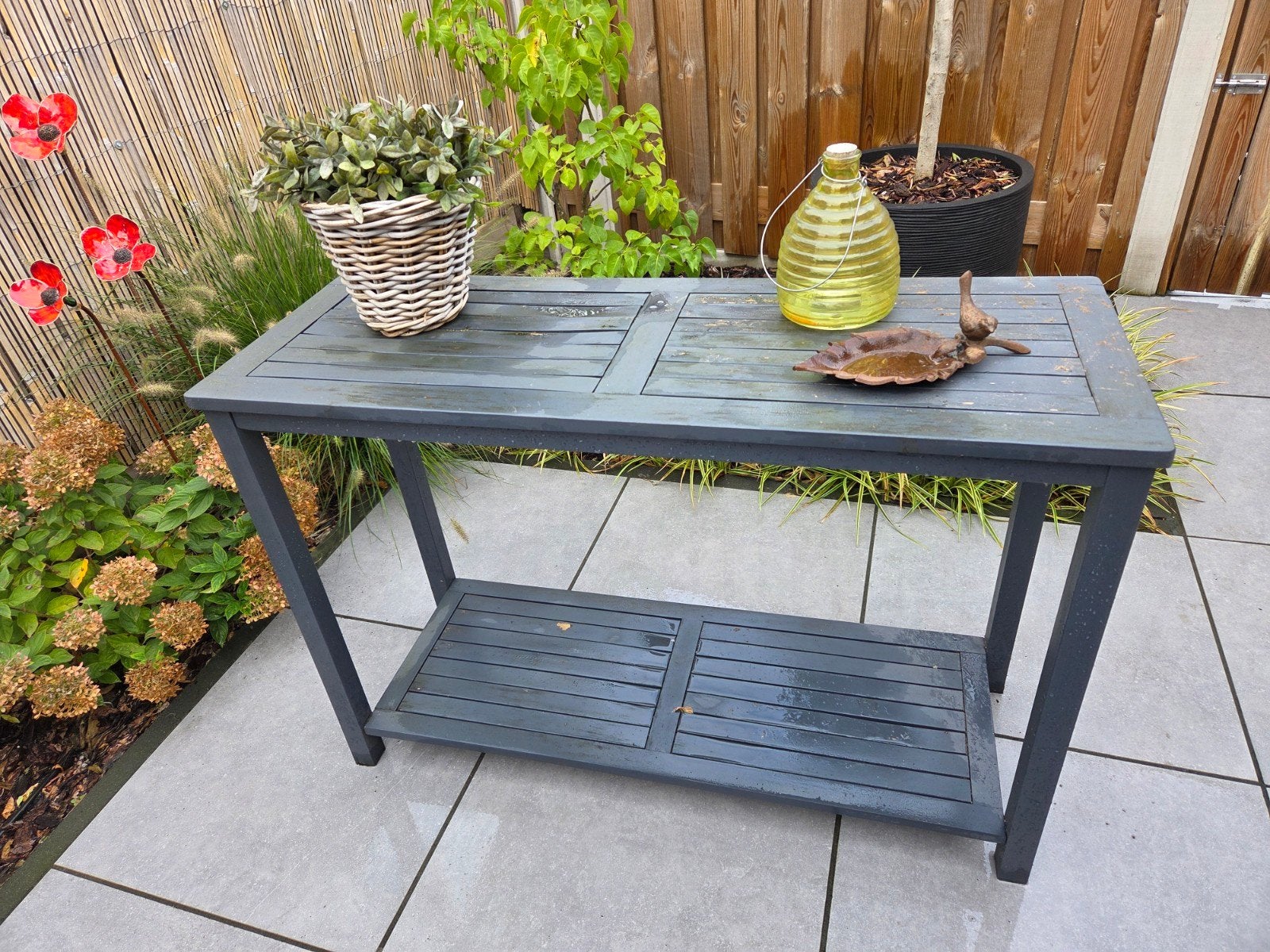 gratis tuintafeltje, bijzettafel hout, Tuin en Terras, Ophalen, Gebruikt, Rechthoekig, Hout