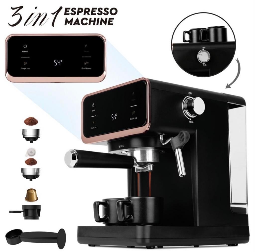 Nieuwe Berlinger Haus 3-in-1 Espresso Machine met Cold Brew, Witgoed en Apparatuur, Koffiezetapparaten, Stoompijpje, Nieuw, Ophalen of Verzenden