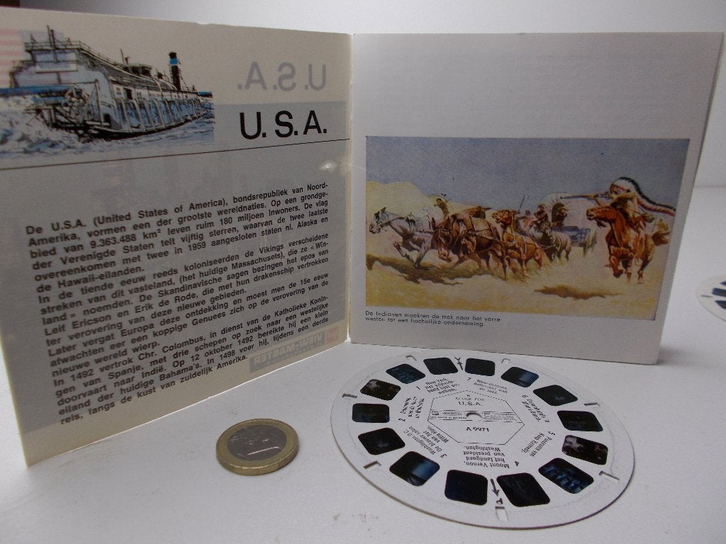 Vintage VIEWMASTER REELS 3 x U.S.A. +Nederlandstalig boekje!, Ophalen of Verzenden, Zo goed als nieuw