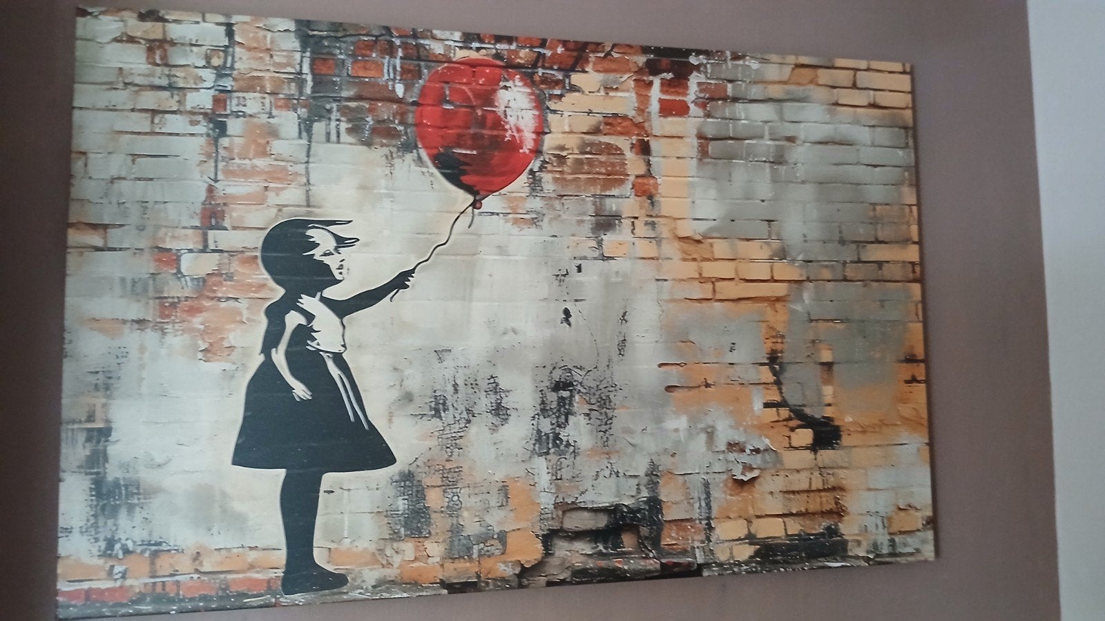 Canvas Schilderij Graffiti Meisje met Ballon, Ophalen, Zo goed als nieuw, Schilderij