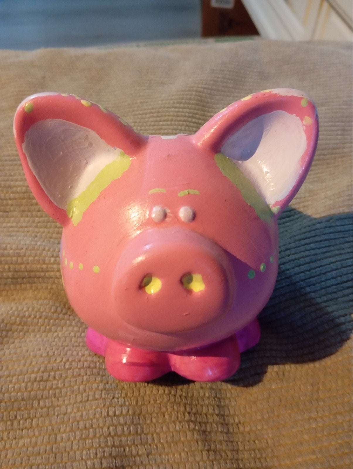 Roze spaarvarken met vrolijke stippen, Verzamelen, Ophalen of Verzenden, Gebruikt, Steen, Aardewerk of Keramiek, Dier