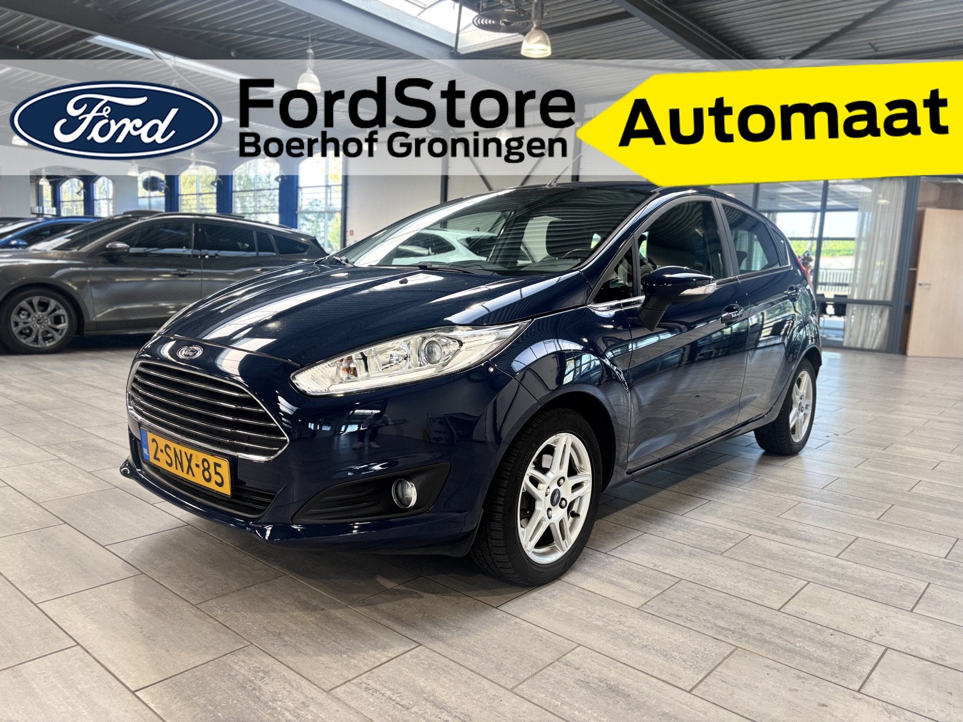 Ford Fiesta EcoBoost 100 pk Titanium | Automaat | Clima | 4, Zwart, Blauw, Origineel Nederlands, Bedrijf