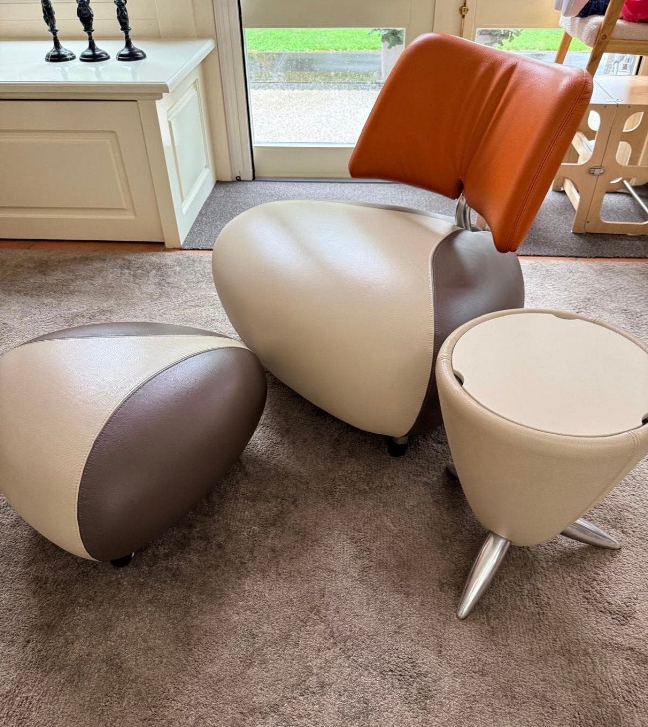 Complete Leolux Pallone Pa set - Fauteuil, Poef, tamtam, Ophalen, Zo goed als nieuw, Minder dan 50 cm
