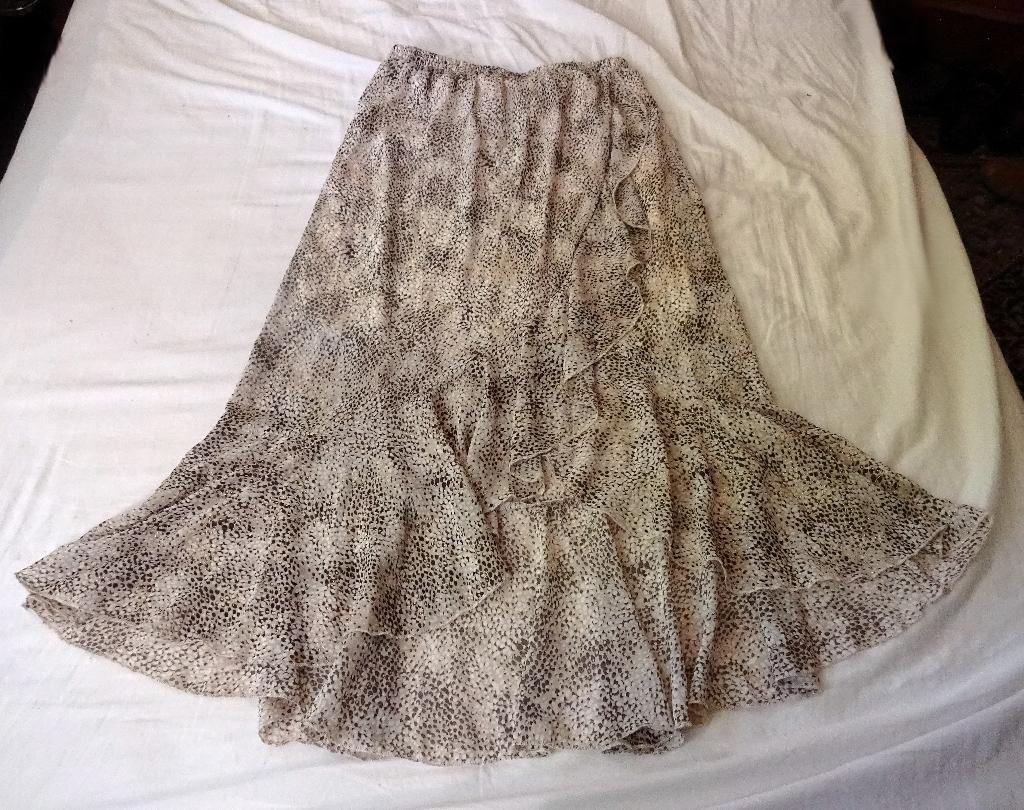 Beige Flamant Rose rok met bruin wit en goud spikkels mt M/L, Kleding | Dames, Rokken, Maat 38/40 (M), Verzenden, Beige, Flamant Rose