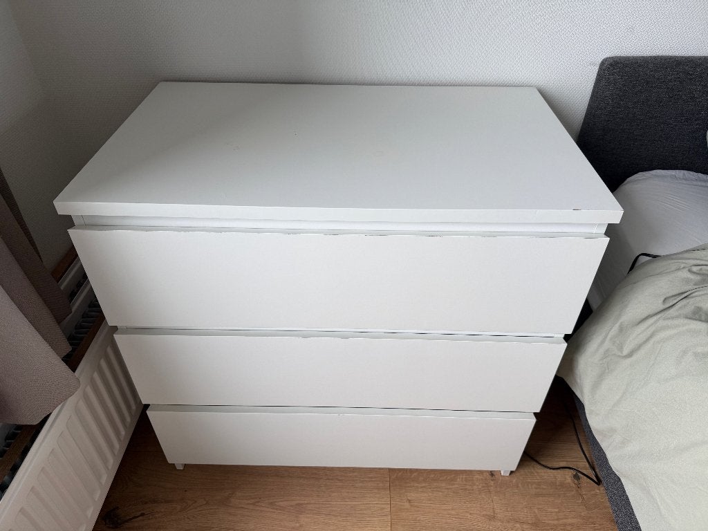 Witte IKEA MALM Ladekast (3 laden) - 80x78 cm, Huis en Inrichting, Kasten | Ladekasten, Ophalen, Gebruikt, 50 tot 100 cm, 3 of 4 laden