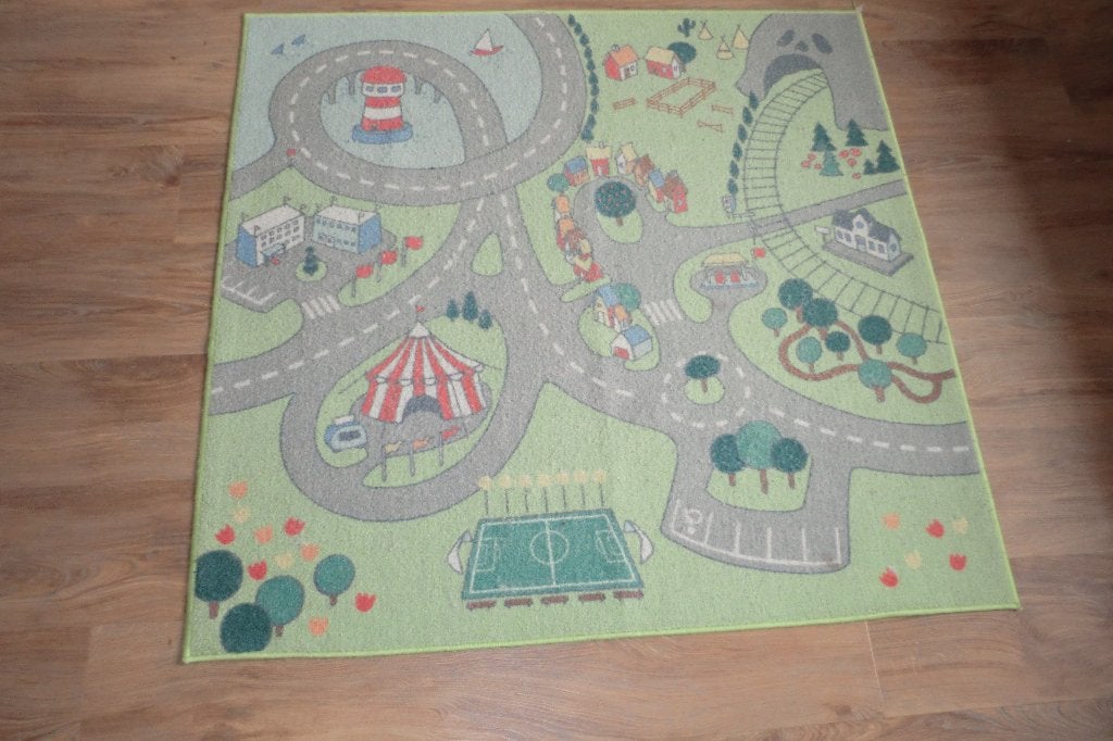 Ikea kinder vloerkleed speelkleed met wegen 134 x 132cm, Ophalen, Gebruikt