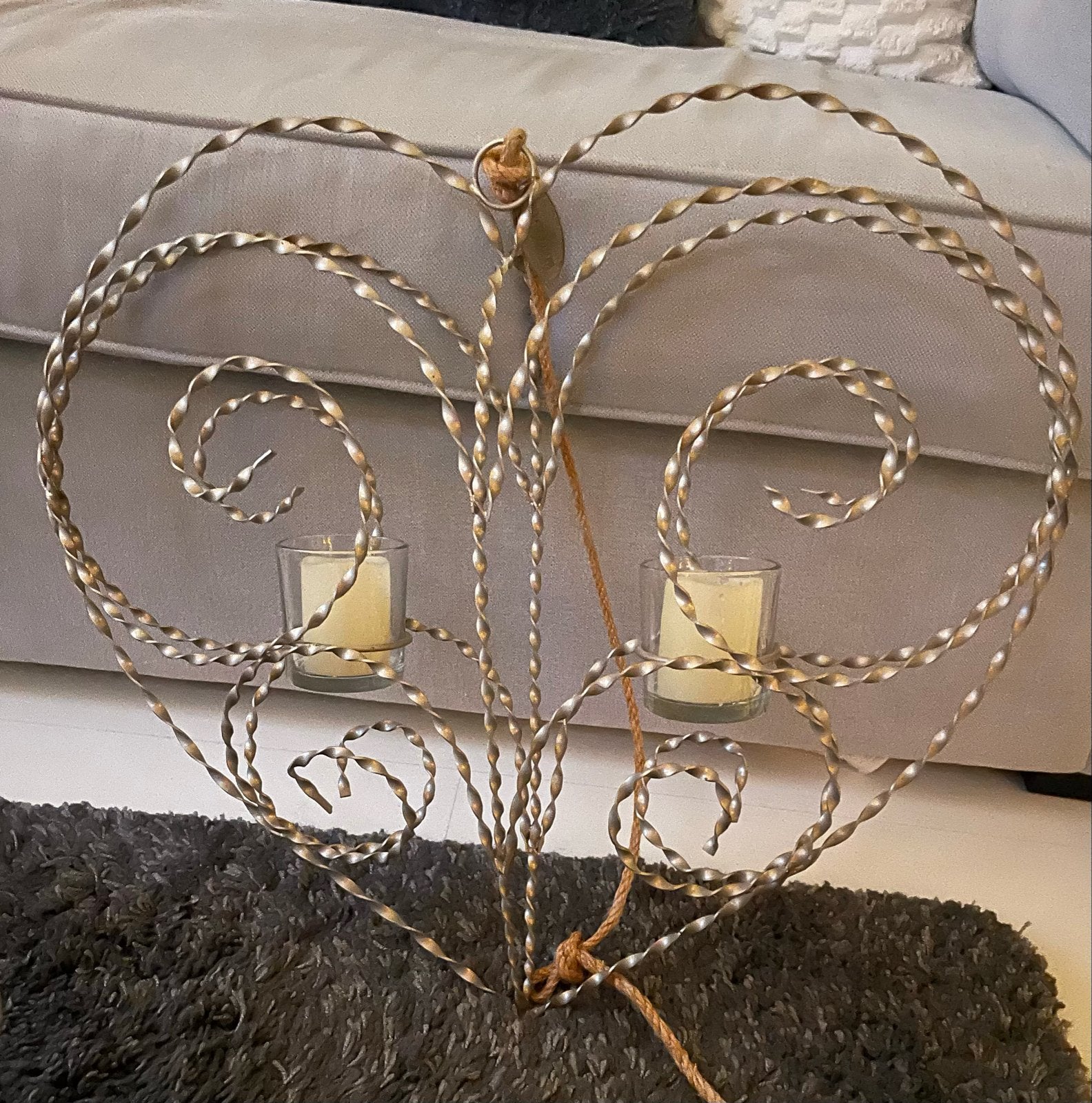 Riverdale Hart met kaarsglaasjes - 50 cm, Ophalen, Metaal, Gebruikt, Zilver