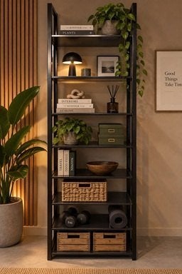 Lundia kast, zwart, Ophalen, Met plank(en), Gebruikt, 50 tot 100 cm
