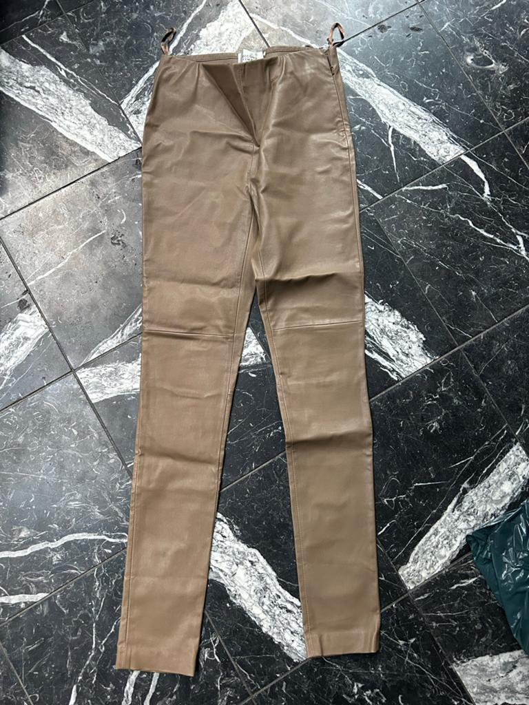 Second Female Joy Leren Legging - Maat M, Kleding | Dames, Maat 38/40 (M), Beige, Nieuw, Ophalen of Verzenden