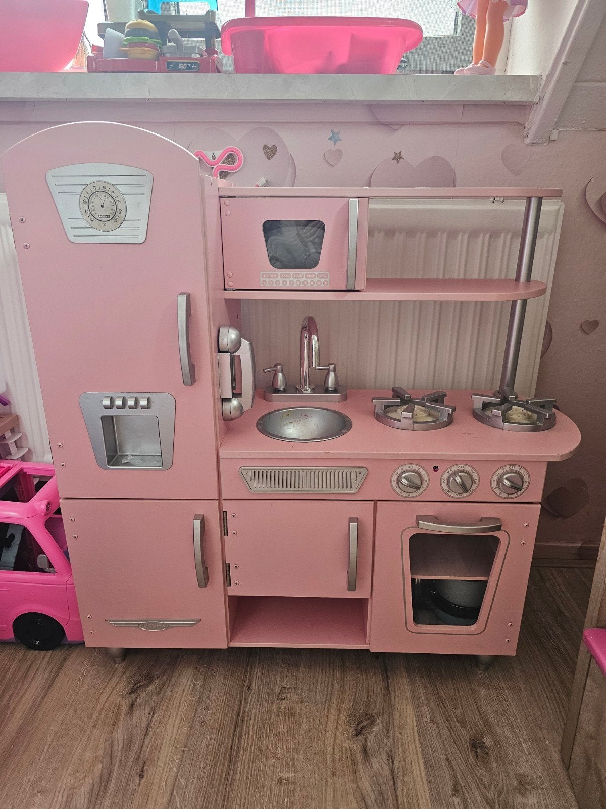 Kidkraft Roze Houten Speelkeuken met Accessoires, Kinderen en Baby's, Speelgoed | Speelkeukens, Ophalen, Zo goed als nieuw, Hout