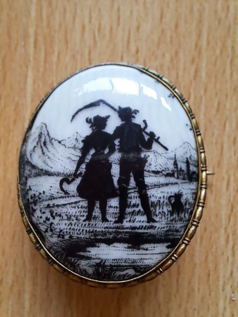 Mooie vintage zwart-witte broche, Ophalen of Verzenden, Overige materialen, Broche