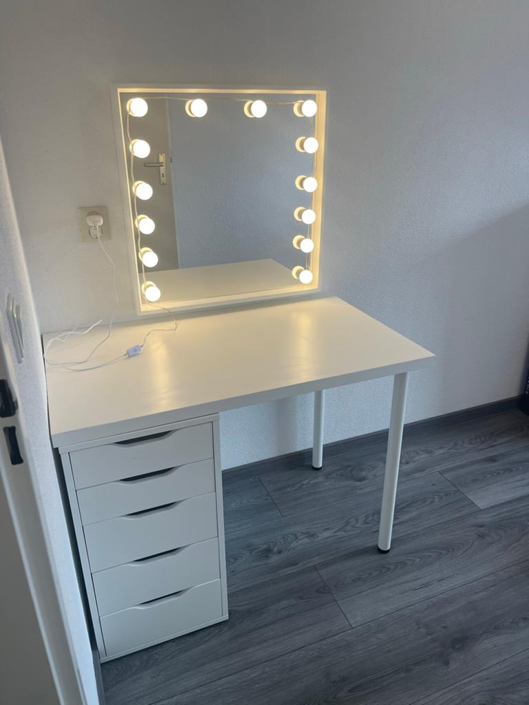 Ikea alex kaptafel met spiegel en verlichting, Ophalen, Gebruikt, 50 tot 100 cm, Minder dan 100 cm