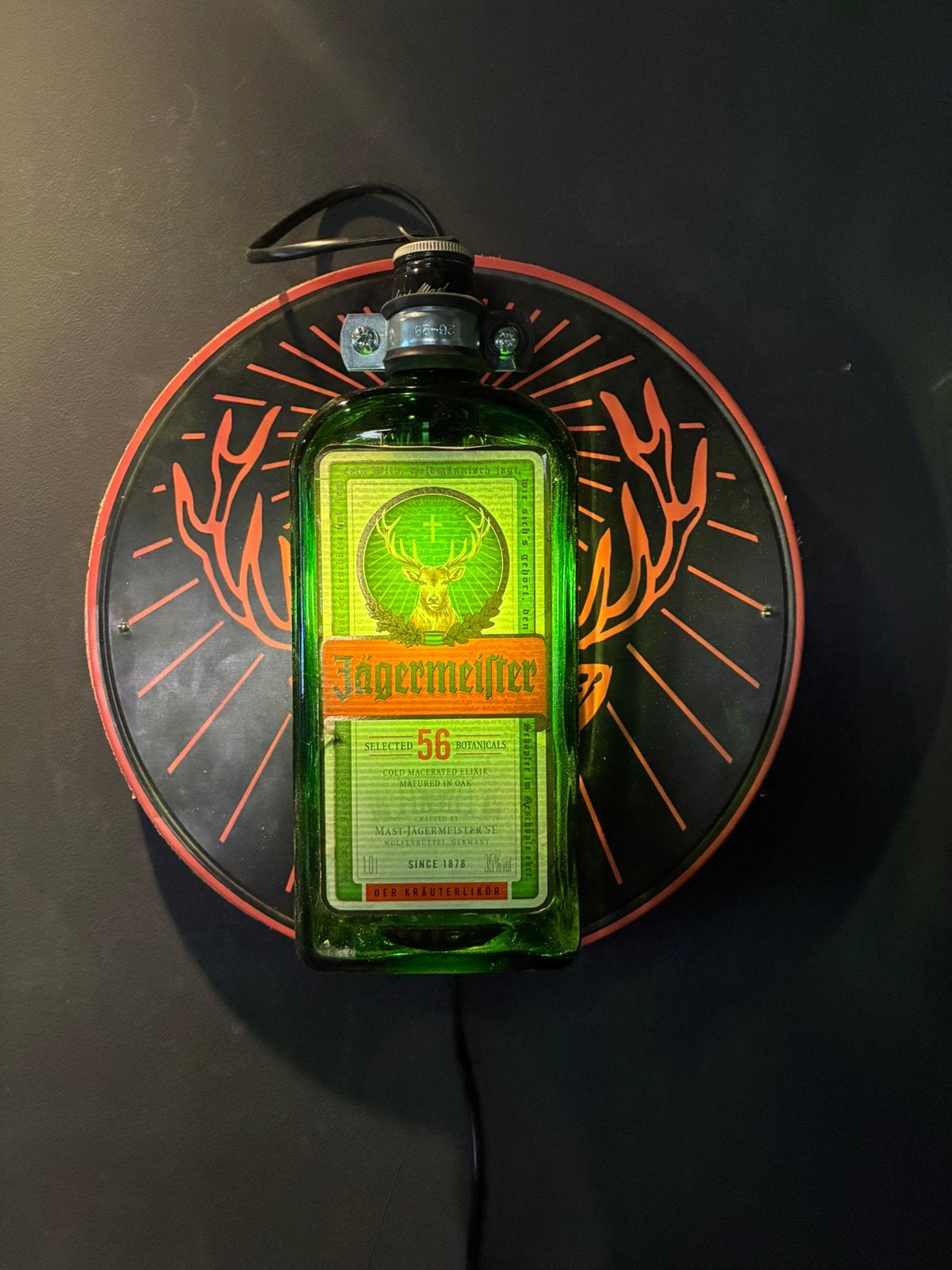 Jägermeister Wandlamp, Met schakelaar, Glas, Wandlamp, Meerkleurig
